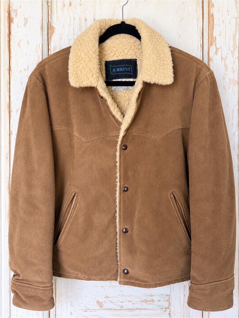 Vintage Brent Brown Suede Shearling Ranch Jacket Western Coat